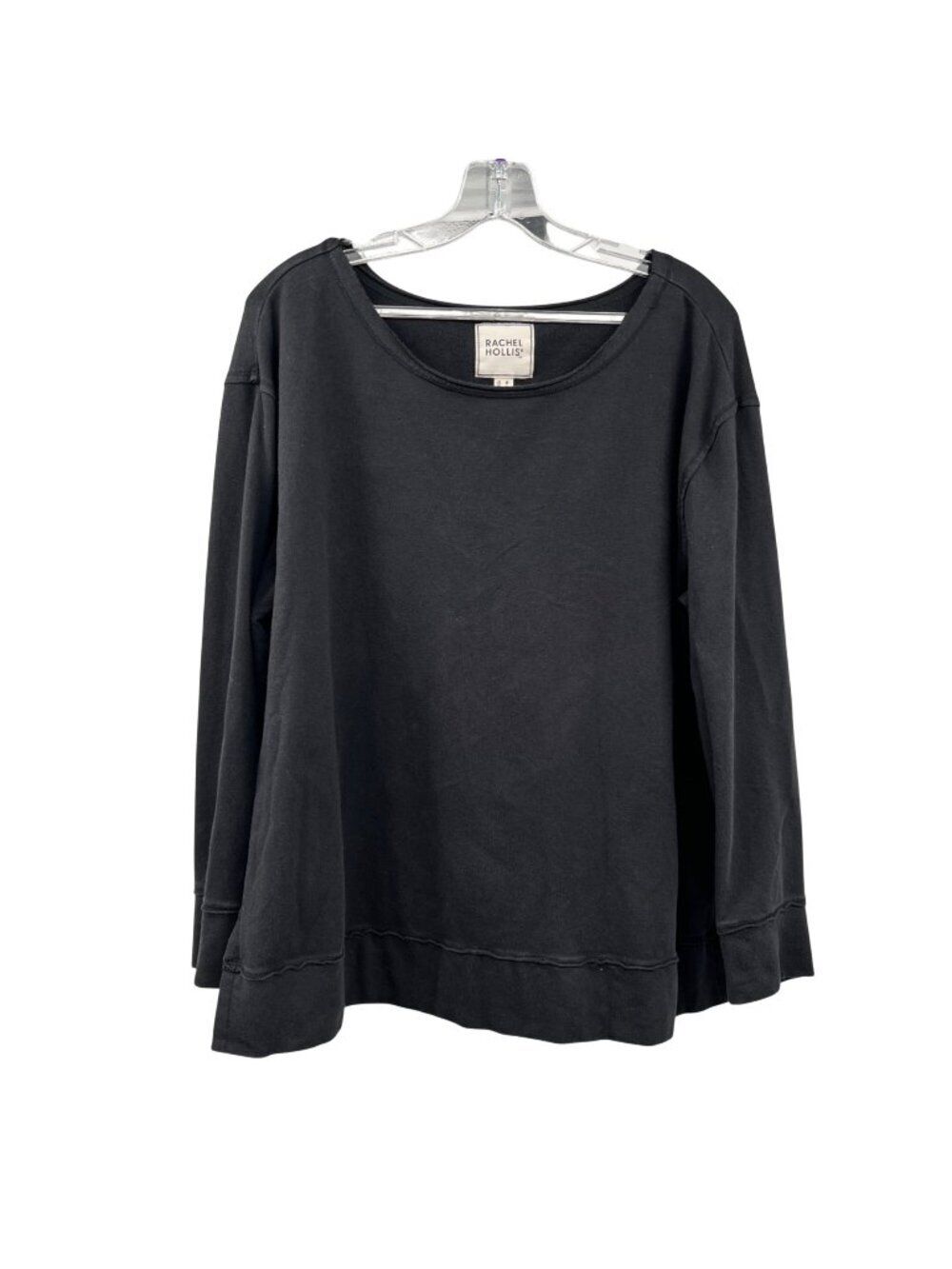 Rachel Hollis Womens Long Sleeve Top Pullover Black Round Neck Size Medium